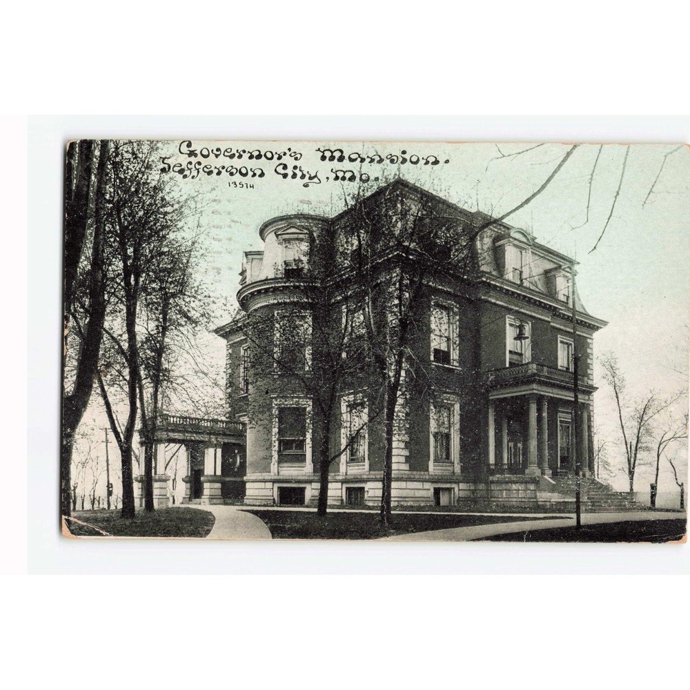 Vintage 1911 Governor's Mansion Postcard Jefferson City Missouri MO 13574